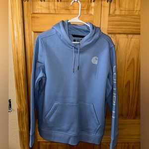 Women’s Carhartt relaxed mid weight, size Largae, color sky stone. NEVER WORN.
